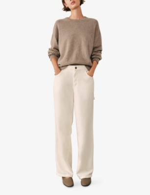 The White Company S Graphite Crewneck Relaxed-fit Cashmere Jumper In Neutral