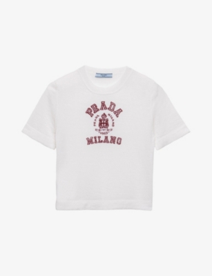 PRADA: Logo-Intarsia Round-Neck Cashmere T-Shirt