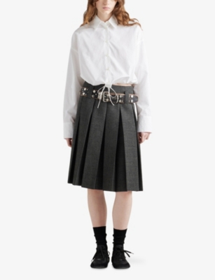 Prada Drawstring Poplin Shirt In White