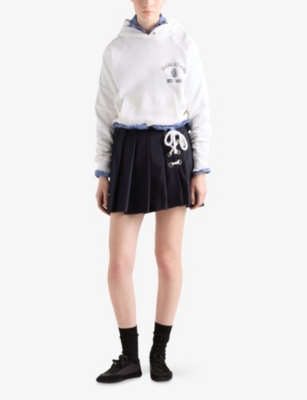 Prada Cotton Fleece Hoodie In White