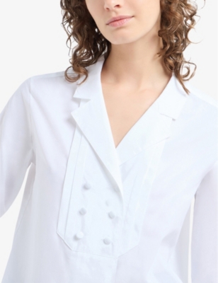 Double-Breasted Notched-Collar Cotton Shirt