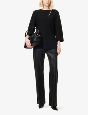 Cut-Out Long-Sleeves Woven Top