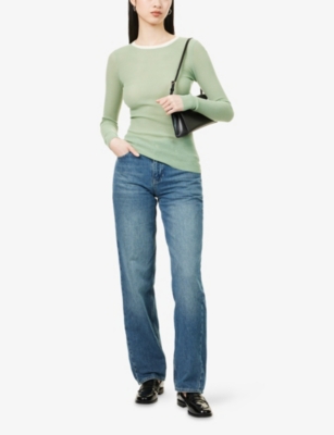 Peachy Den Womens Elise Semi-sheer Woven Top Apple In Apple