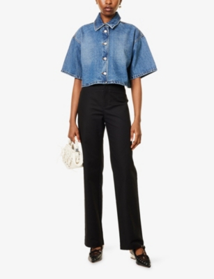 PEACHY DEN: Audrey Straight-Leg Stretch-Cotton Trousers