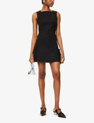 Peachy Den Womens  Audrey Flared Stretch-cotton Mini Dress In Onyx