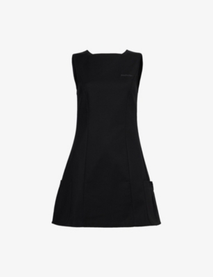 Peachy Den Womens  Audrey Flared Stretch-cotton Mini Dress In Onyx