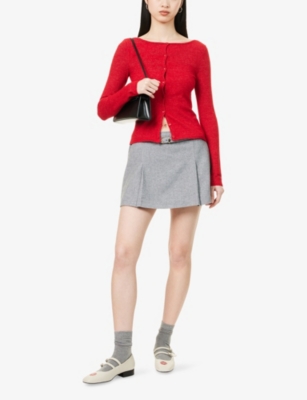 PEACHY DEN: Claudine Boat-Neck Knit Cardigan