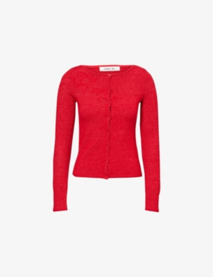 PEACHY DEN: Claudine Boat-Neck Knit Cardigan