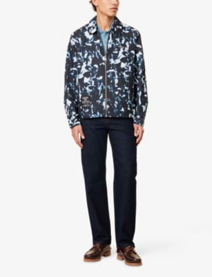 LACOSTE: Abstract-Print Brand-Patch Shell Jacket