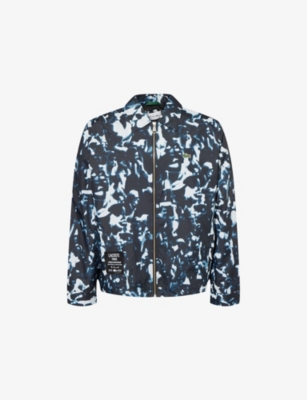 LACOSTE: Abstract-Print Brand-Patch Shell Jacket