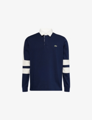 LACOSTE: Striped Long-Sleeves Regular-Fit Cotton-Jersey Polo Shirt