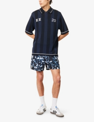 Lacoste Abstract-print Swim Shorts In Black