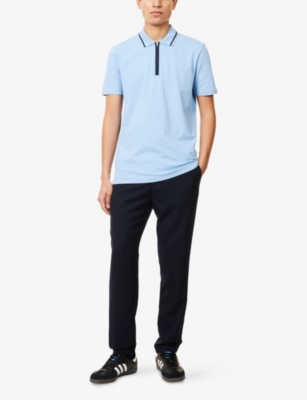 PS BY PAUL SMITH: Striped-Trim Half-Zip Stretch-Cotton Polo Shirt