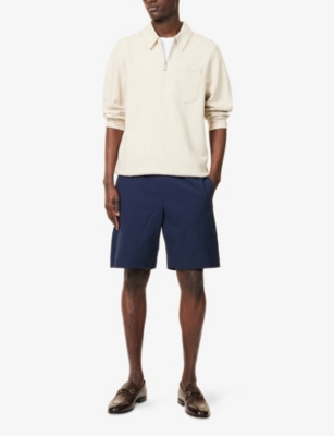 PS BY PAUL SMITH: Patch-Pocket Cotton and Linen Half Zip Sweatshirt