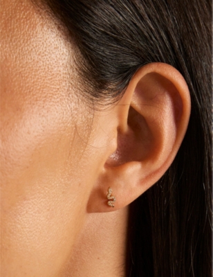 Astrid & Miyu Womens Snake 18ct Yellow Gold-plated Sterling-silver And Cubic Zirconia Stud Earrings In Gold