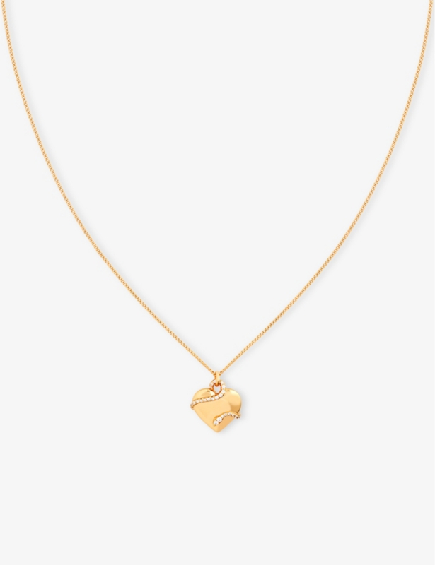 Heart and Snake 18ct Yellow Gold-Plated Sterling-Silver Pendant and Cubic-Zirconia Necklace