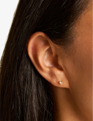 Astrid & Miyu Womens Heart 18ct Yellow Gold-plated Sterling-silver And Cubic-zirconia Stud Earrings In Gold