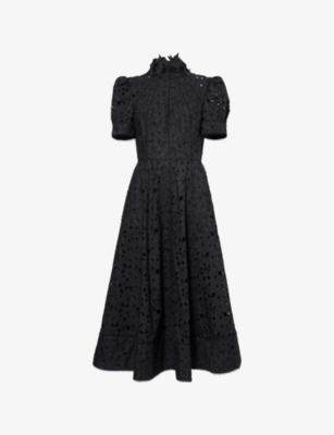REBECCA VALLANCE - Kitsu Short-Sleeve Floral Cotton Midi