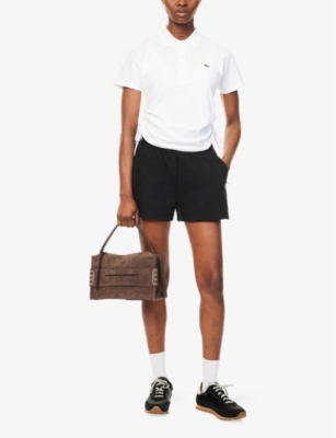Lacoste Womens Black Drawstring Two-zip-pockets Stretch-cotton Blend Shorts In Black