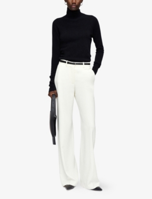 Joseph Womens Ivory Morissey Comfort Cady Mid-rise Straight-leg Woven Trousers In White