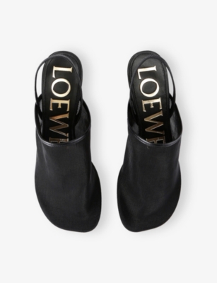 Loewe Petal Mesh Slingback Heel Sandals In Black