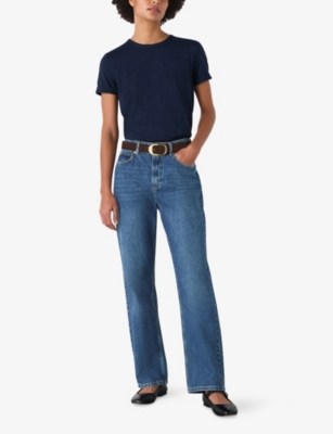 WHISTLES: Authentic Column-Leg High-Rise Denim Jeans