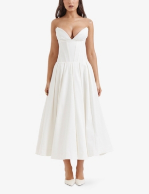 HOUSE OF CB WOMENS HOUSE OF CB LADY STRAPLESS WOVEN MIDI DRESS