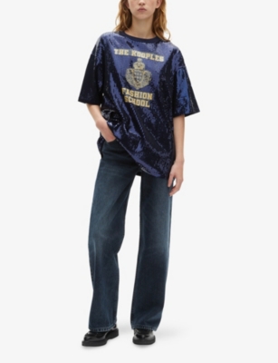 THE KOOPLES: Brand-Print Sequin-Embellished Stretch-Cotton T-shirt