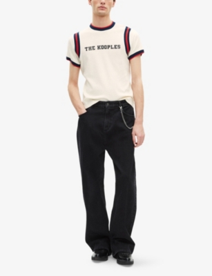 The Kooples Mens Ecru Branded Short-sleeved Cotton-jersey T-shirt Xl