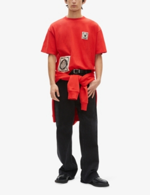 The Kooples Mens Red Logo-print Relaxed-fit Cotton T-shirt In Red