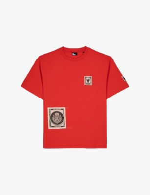 The Kooples Mens Red Logo-print Relaxed-fit Cotton T-shirt In Red