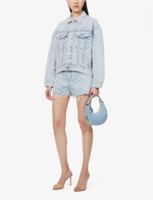 ALEXANDER WANG: Falling Back Logo-Detail Denim Jacket