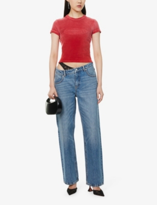 ALEXANDER WANG: Dip-Side Lace-Undie Straight-Leg Denim Jeans