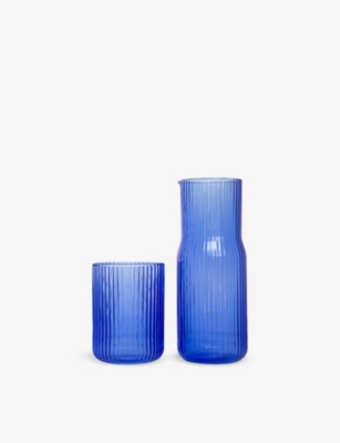 GRY MATTR BY JOE MIMRAN: Ribbed Glass Carafe and Cup