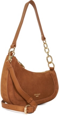 DUNE WOMENS TAN SUEDE DIRECTION SMALL SUEDE SHOULDER BAG 