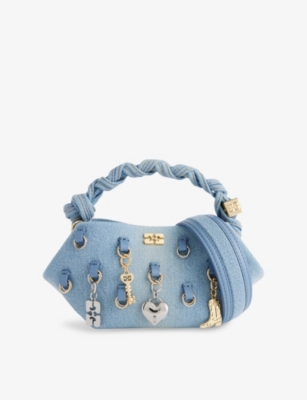 GANNI: Bou Charms Mini Denim Shoulder Bag
