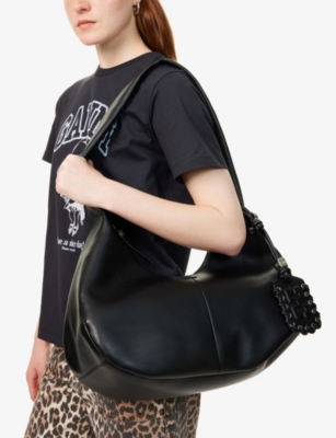 GANNI: Bou Hobo Medium Leather Shoulder Bag