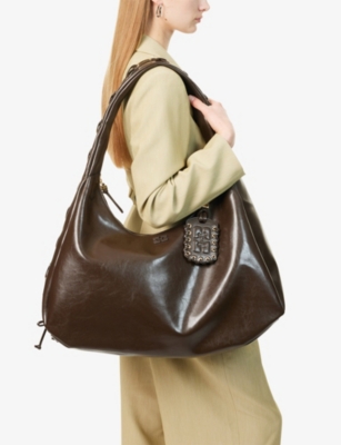 GANNI: Bou Hobo XXL Faux-Leather Shoulder Bag