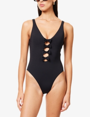 SEAFOLLY: Bow-Embellished V-Neck Swimsuit