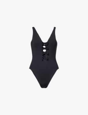 SEAFOLLY: Bow-Embellished V-Neck Swimsuit