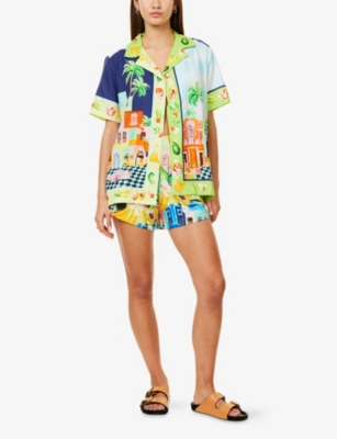 Cuba Graphic-Print Linen-Blend Shirt