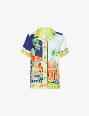 SEAFOLLY: Cuba Graphic-Print Linen-Blend Shirt