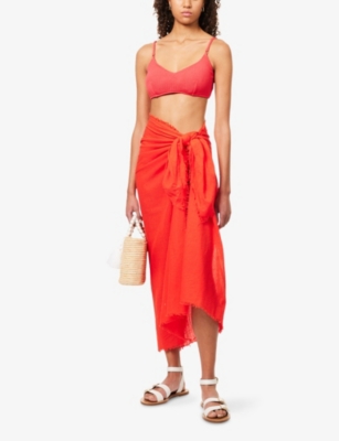 SEAFOLLY WOMENS FLAME TEXTURED COTTON BEACH WRAP 