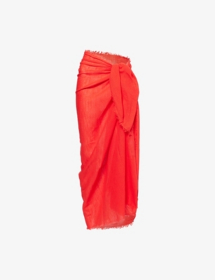 SEAFOLLY WOMENS FLAME TEXTURED COTTON BEACH WRAP 