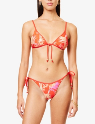 Seafolly Womens  Marbella Graphic Print Triangle Bikini Top In Flame