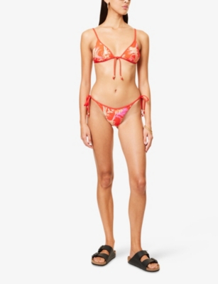 Seafolly Womens  Marbella Graphic-print Bikini Bottoms In Flame