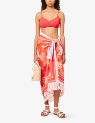 Seafolly Womens Flame Marbella Printed Cotton Sarong
