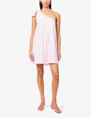 Shop Seafolly Womens One-shoulder Asymmetric-neckline Linen-blend Mini Dress Blossom