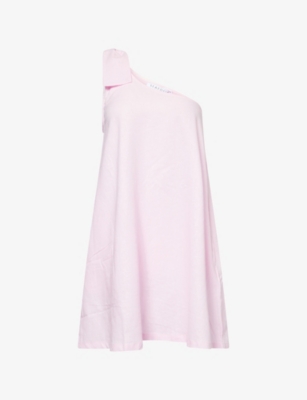 Seafolly Womens Blossom One-shoulder Asymmetric-neckline Linen-blend Mini Dress