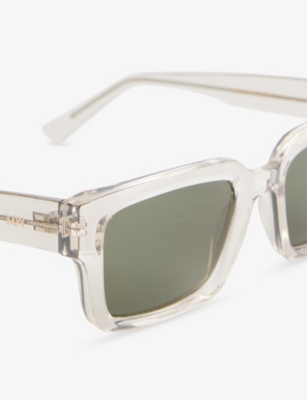 Messyweekend Womens Crystal Silver Loucrgr25 Louie Rectangle-frame Acetate Sunglasses In Transparent